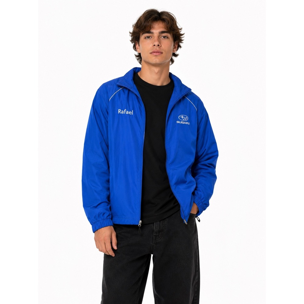 Core 365 Windbreaker Jacket Mens Large Blue Subaru Embroidered Rafael Gorpcore